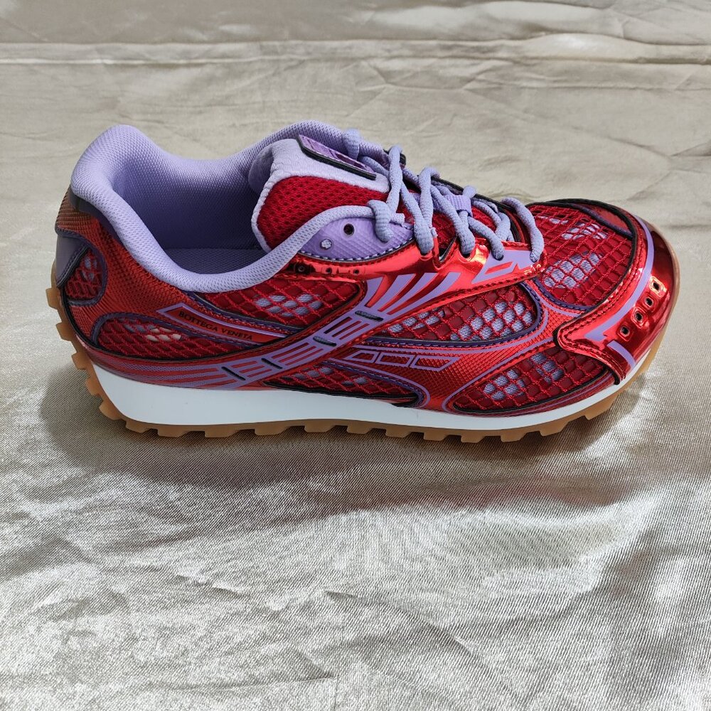 Bottega Veneta Red & Purple Mesh Sneakers View 5
